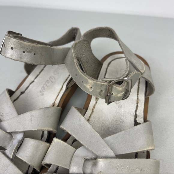 Salt Water Original Sandals Silver Leather Little Kids Size 11 Strappy - Picture 4 of 7